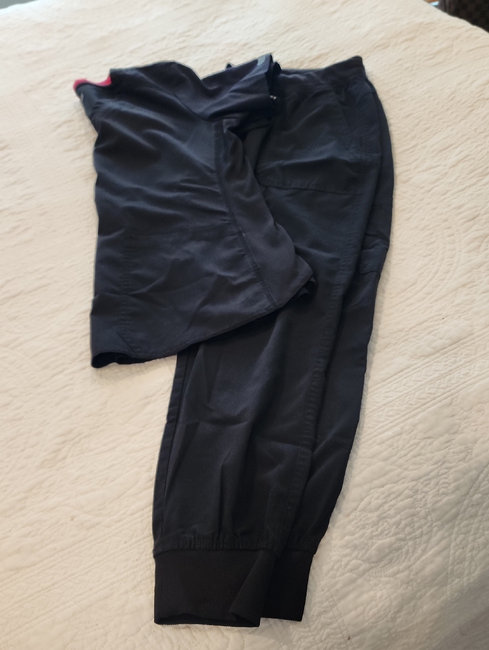 Med Couture Black Scrub Set with Pink Neck Trim